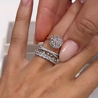 Honorable Cushion Cut 4PC Wedding Ring Set-Sterling Silver-lornajewelry