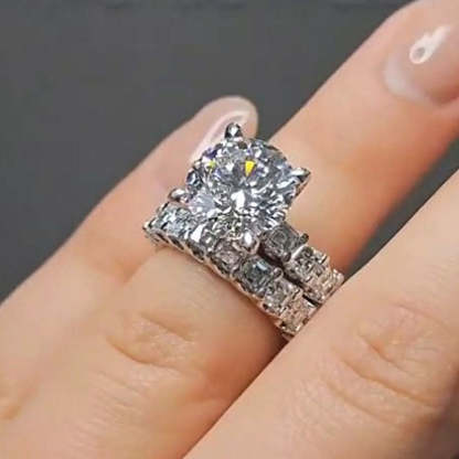 Luxury Round Cut Wedding Ring Set-Sterling Silver-lornajewelry