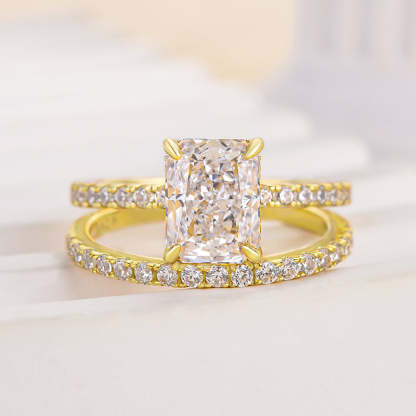 Classic Radiant Cut Women's Wedding Set-Sterling Silver-lornajewelry
