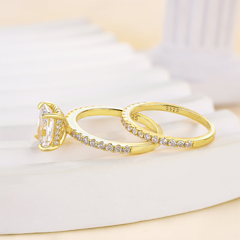 Classic Radiant Cut Women's Wedding Set-Sterling Silver-lornajewelry