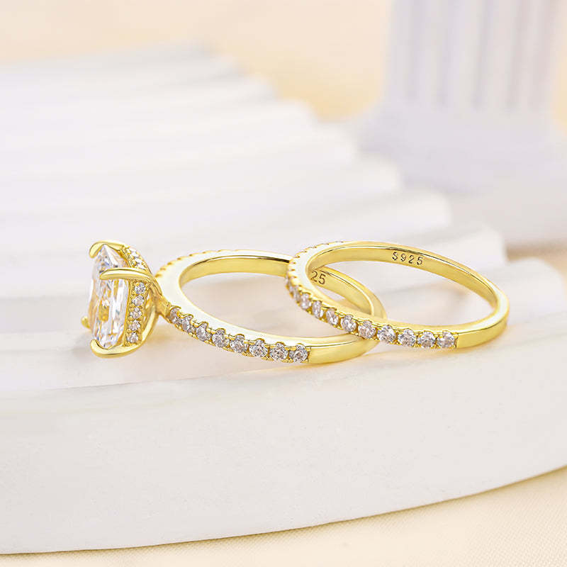 Classic Radiant Cut Women's Wedding Set-Sterling Silver-lornajewelry