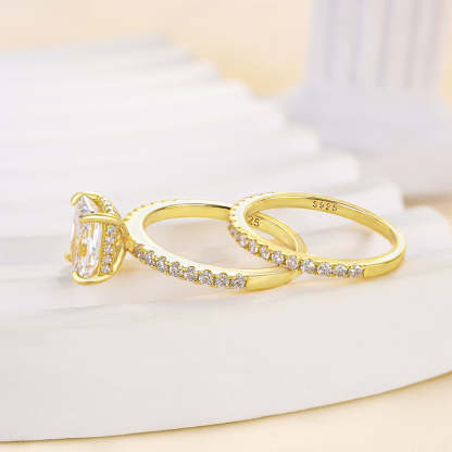 Classic Radiant Cut Women's Wedding Set-Sterling Silver-lornajewelry