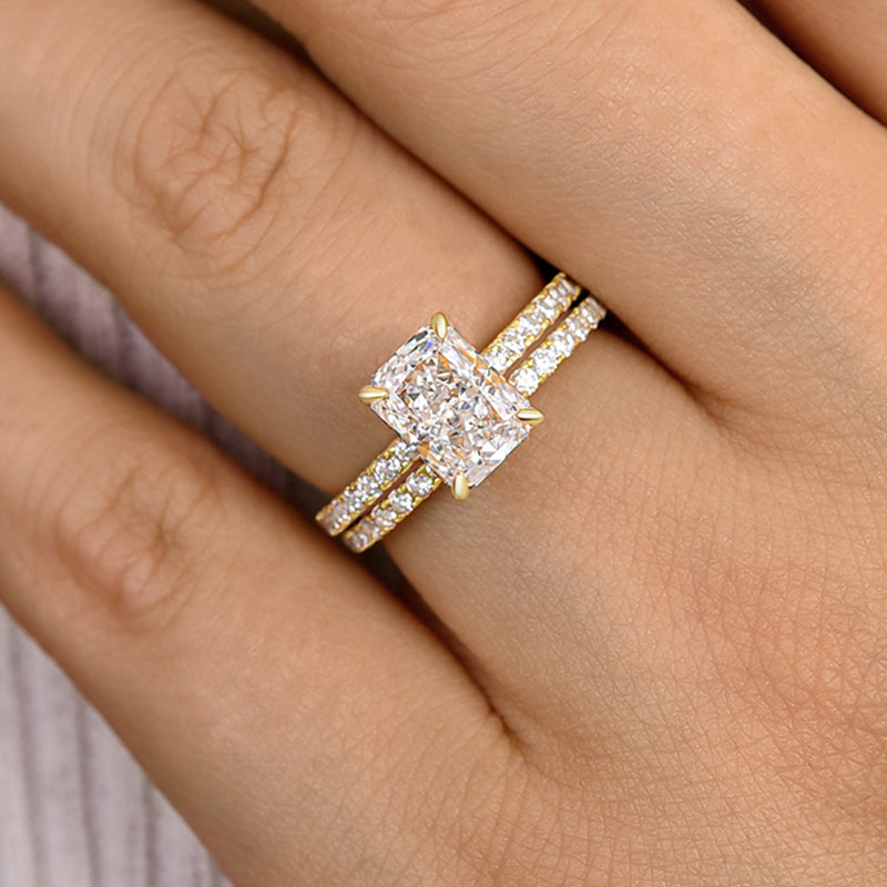 Classic Radiant Cut Women's Wedding Set-Sterling Silver-lornajewelry