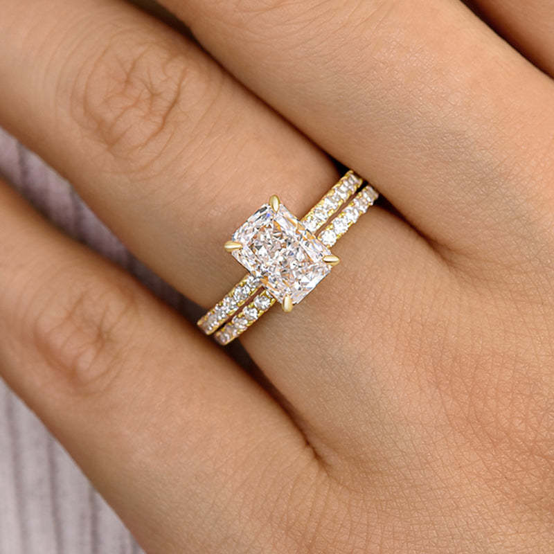 Classic Radiant Cut Women's Wedding Set-Sterling Silver-lornajewelry