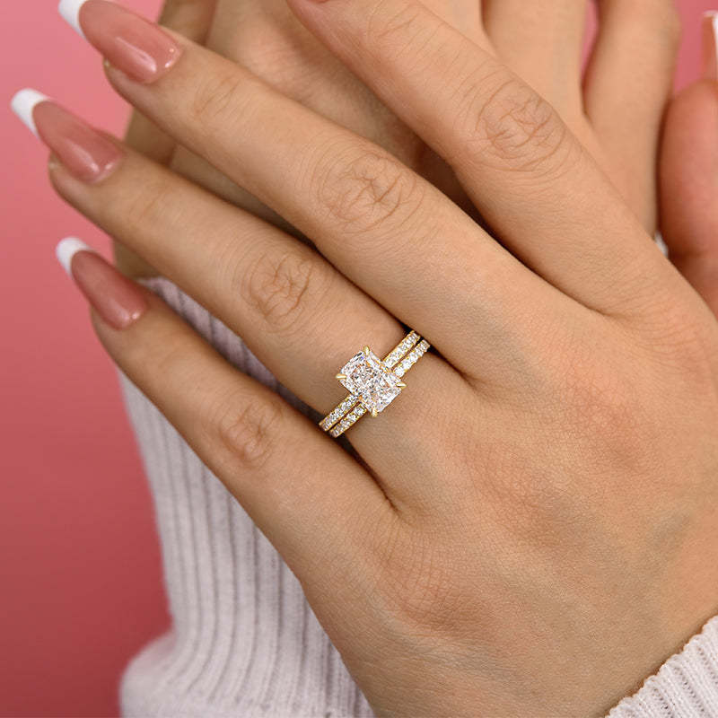 Classic Radiant Cut Women's Wedding Set-Sterling Silver-lornajewelry