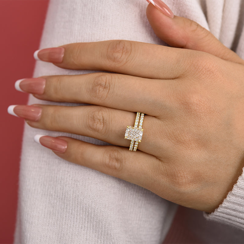 Classic Radiant Cut Women's Wedding Set-Sterling Silver-lornajewelry