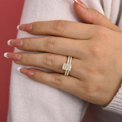 Classic Radiant Cut Women's Wedding Set-Sterling Silver-lornajewelry