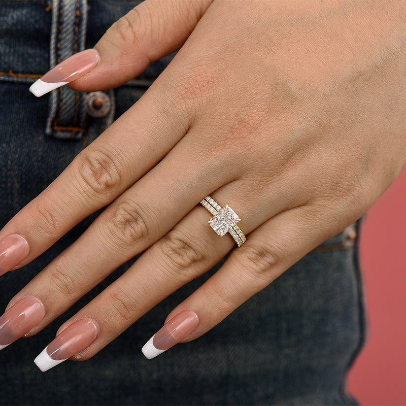 Classic Radiant Cut Women's Wedding Set-Sterling Silver-lornajewelry