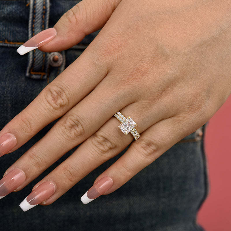 Classic Radiant Cut Women's Wedding Set-Sterling Silver-lornajewelry