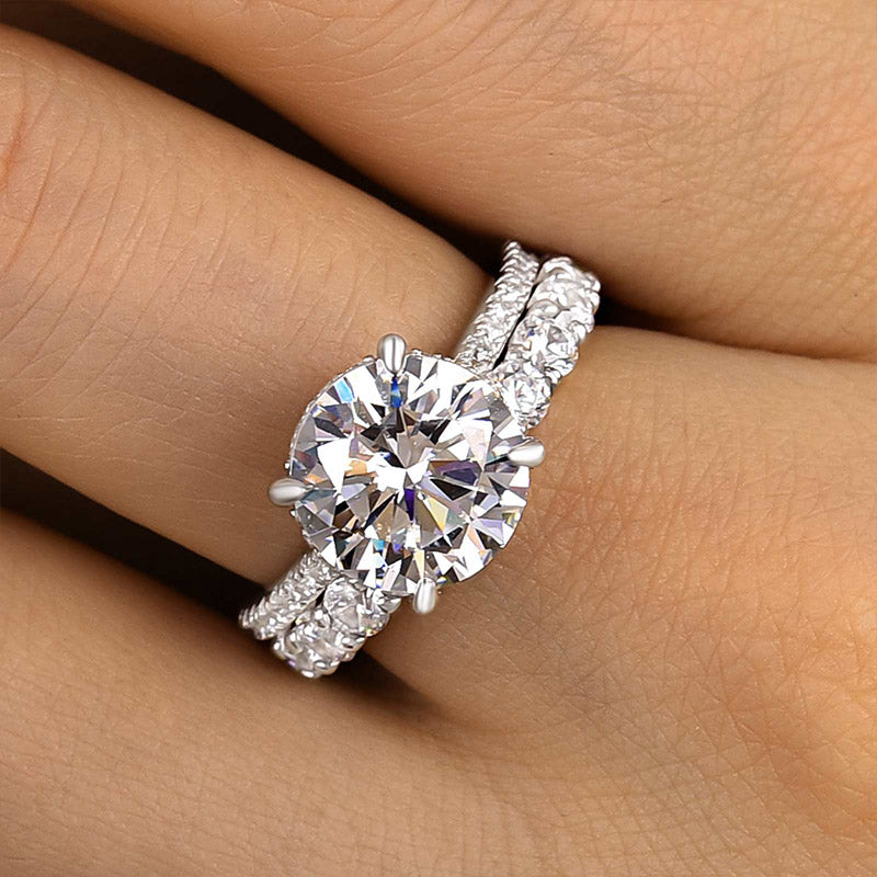 Noble Round Cut Wedding Ring Set-Sterling Silver-lornajewelry