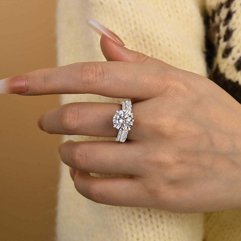 Noble Round Cut Wedding Ring Set-Sterling Silver-lornajewelry