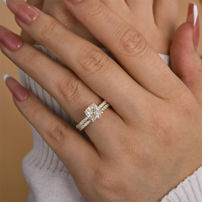 Excellent Cushion Cut Wedding Ring Set For Women In Sterling Silver-Sterling Silver-lornajewelry