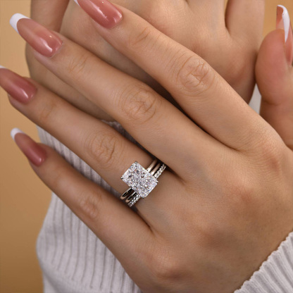 Classic Radiant Cut 3PC Wedding Ring Set-Sterling Silver-lornajewelry