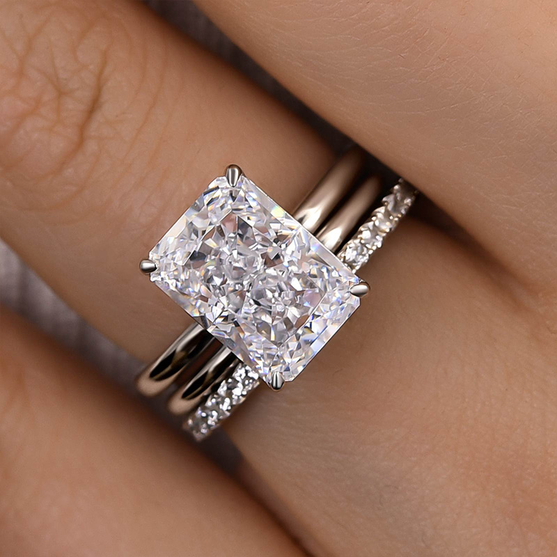 Classic Radiant Cut 3PC Wedding Ring Set-Sterling Silver-lornajewelry