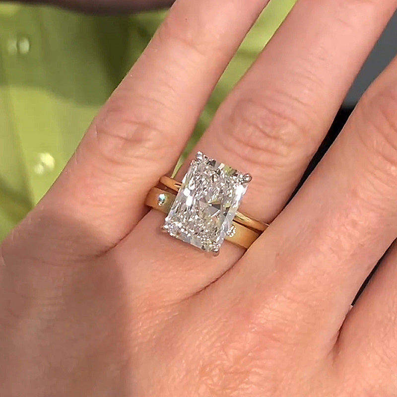 Stunning Radiant Cut Wedding Ring Set For Women-Sterling Silver-lornajewelry