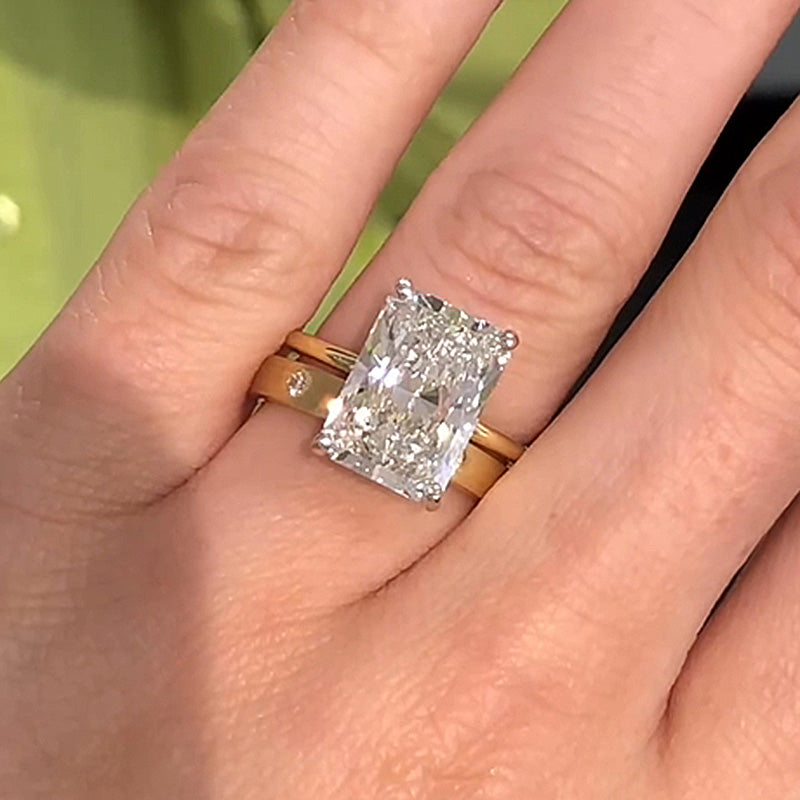 Stunning Radiant Cut Wedding Ring Set For Women-Sterling Silver-lornajewelry