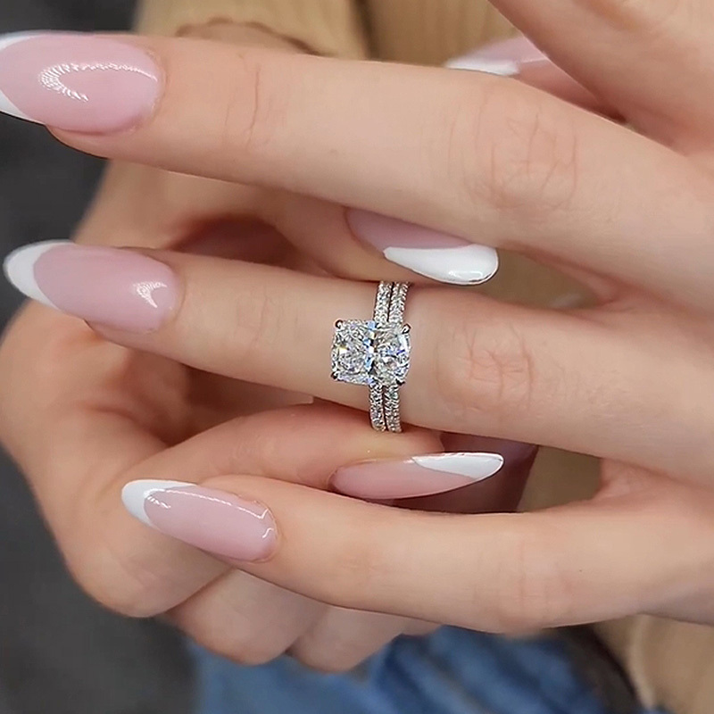 Classic Radiant Cut Women's Wedding Set-Sterling Silver-lornajewelry