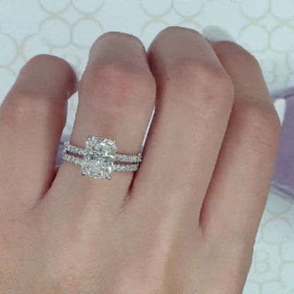 Classic Radiant Cut Women's Wedding Set-Sterling Silver-lornajewelry