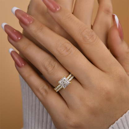Elegant Princess Cut Wedding Ring Set For Women In Sterling Silver-Sterling Silver-lornajewelry