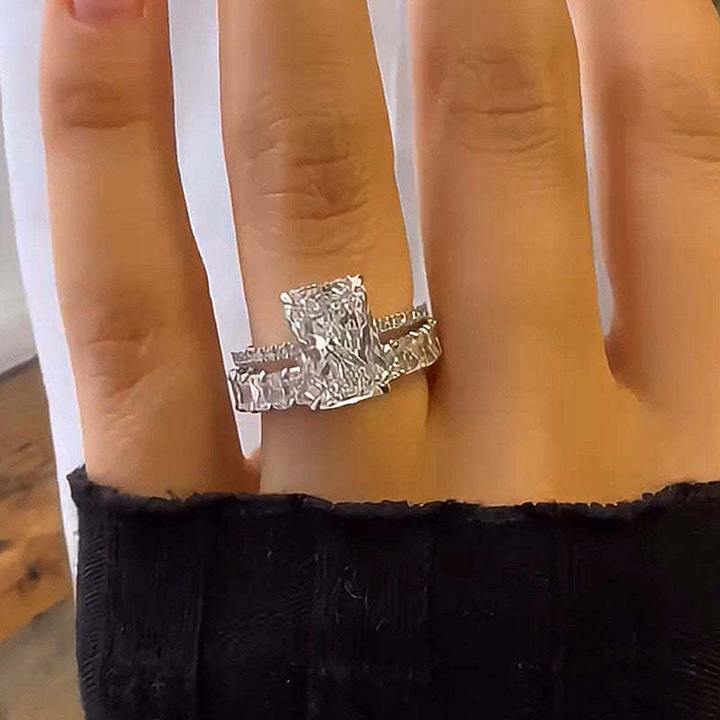 Stunning Radiant Cut Ring Set-Sterling Silver-lornajewelry