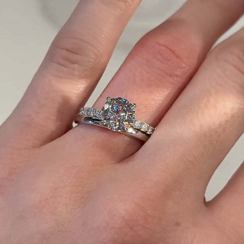 Classic Moissanite 2.0 Carat Round Cut Ring Set-Sterling Silver-lornajewelry