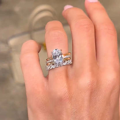 Noble Oval Cut 4PC Wedding Set-Sterling Silver-lornajewelry