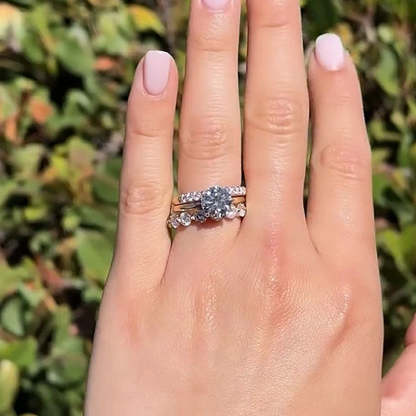 Lovely Round Cut  Ring Set-Sterling Silver-lornajewelry