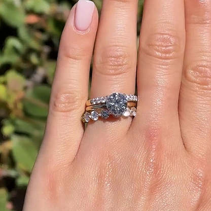 Lovely Round Cut  Ring Set-Sterling Silver-lornajewelry