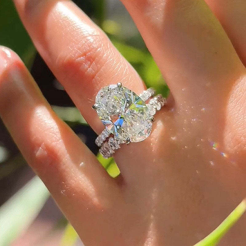 Luxury Oval Cut  Ring Set-Sterling Silver-lornajewelry