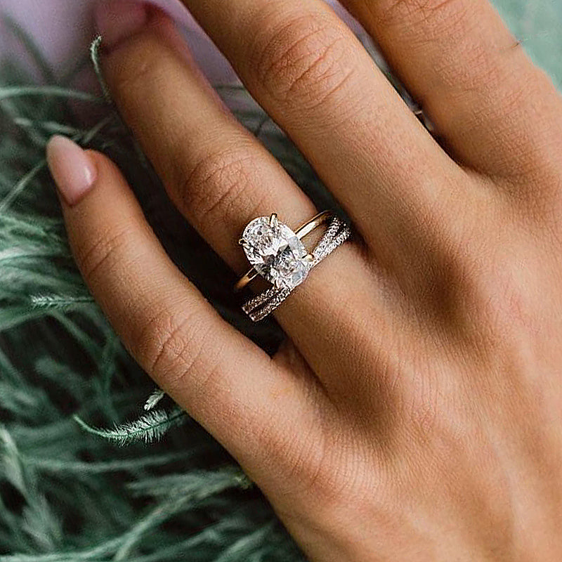 Precious Oval Cut Wedding Set-Sterling Silver-lornajewelry