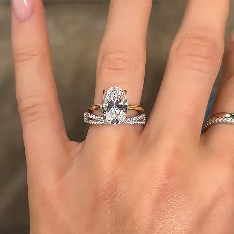 Precious Oval Cut Wedding Set-Sterling Silver-lornajewelry