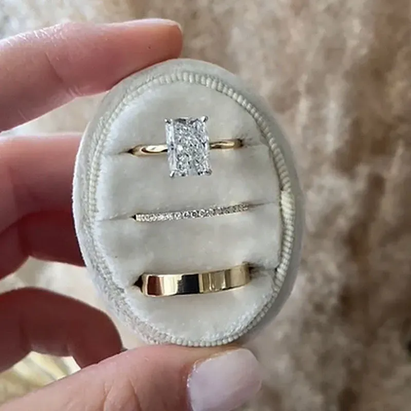 4.5Ct Classic Radiant Cut 3PC Wedding Ring Set In Sterling Silver