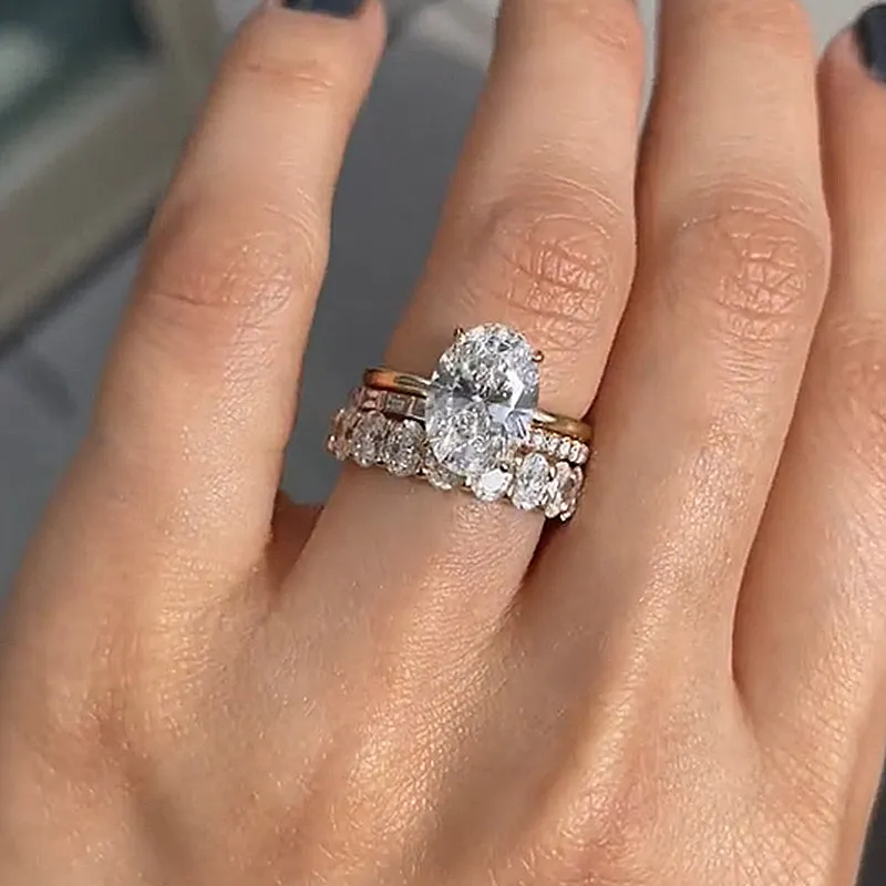 Timeless Oval Cut 3PC Ring Set-Sterling Silver-lornajewelry