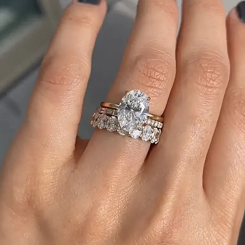 Timeless Oval Cut 3PC Ring Set-Sterling Silver-lornajewelry