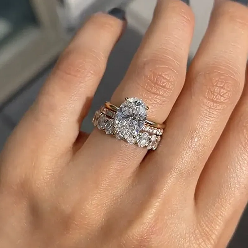 4Ct Oval Cut Timeless 3PC Ring Set