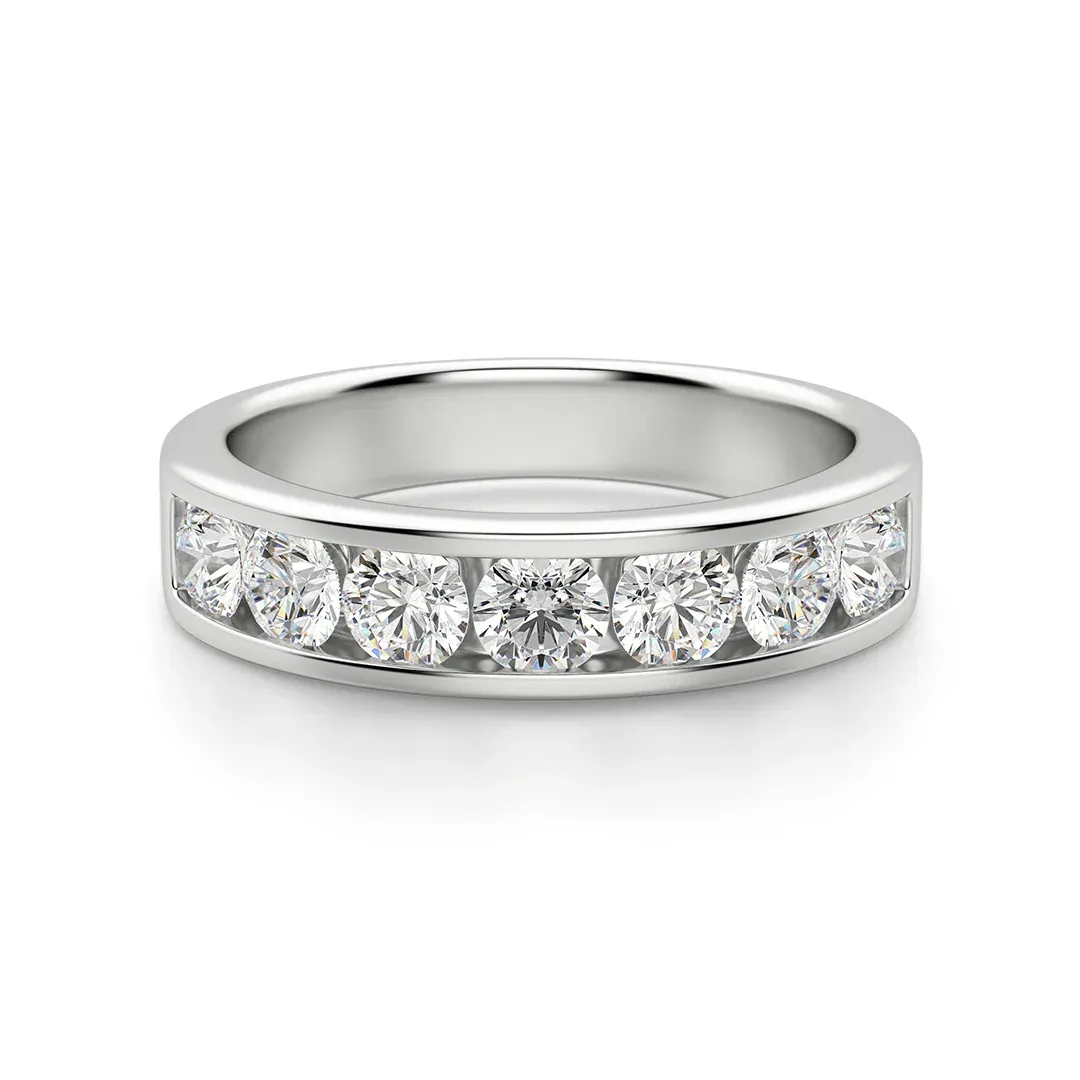 Moissanite Channel Set Half Eternity Wedding Band Ring In Sterling Silver