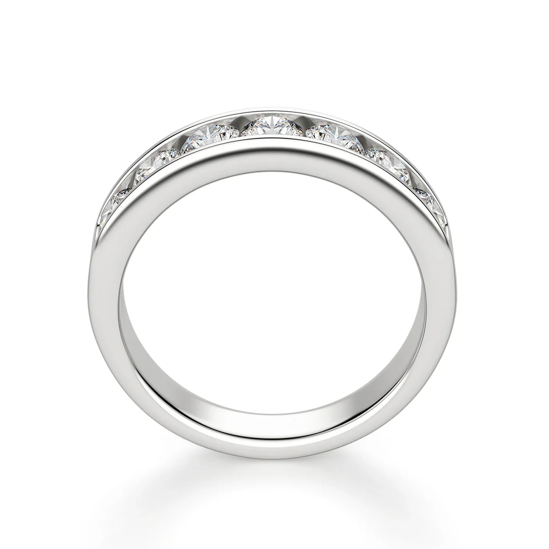 Moissanite Channel Set Half Eternity Wedding Band Ring In Sterling Silver