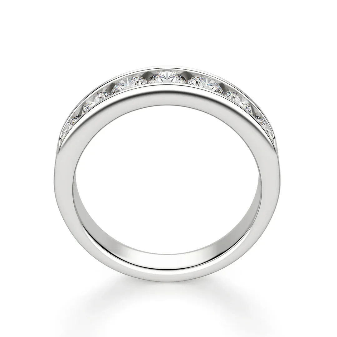 Moissanite Channel Set Half Eternity Wedding Band Ring In Sterling Silver
