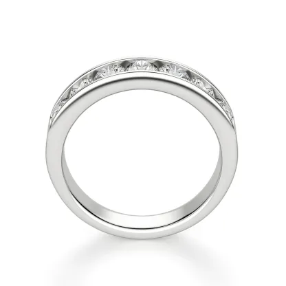 Moissanite Channel Set Half Eternity Wedding Band Ring In Sterling Silver