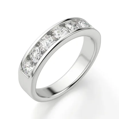 Moissanite Channel Set Half Eternity Wedding Band Ring In Sterling Silver
