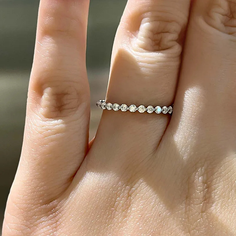 Classic Yellow Gold Round Cut Full Eternity Wedding Band In Sterling Silver-Sterling Silver-lornajewelry