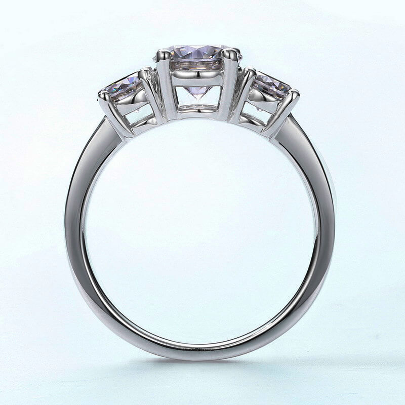 2Ct/4Ct Moissanite Classic Three Stone Round Cut Engagement Ring-Sterling Silver-lornajewelry