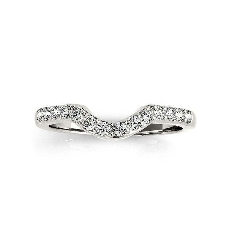 Moissanite Curved Pave Half Eternity Wedding Band Stackable Ring-Sterling Silver-lornajewelry