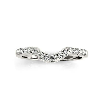 Moissanite Curved Pave Half Eternity Wedding Band Stackable Ring-Sterling Silver-lornajewelry