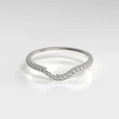 Moissanite Curved Pave Half Eternity Wedding Band Stackable Ring-Sterling Silver-lornajewelry