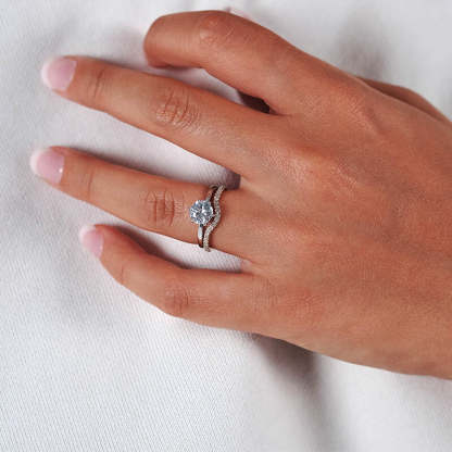 Moissanite Curved Pave Half Eternity Wedding Band Stackable Ring-Sterling Silver-lornajewelry