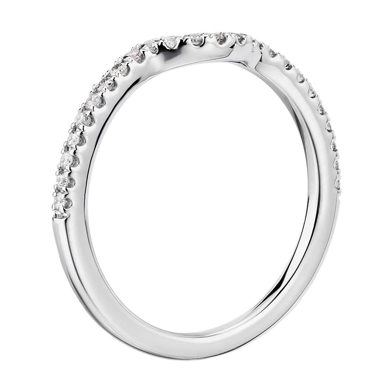 Moissanite Curved Pave Half Eternity Wedding Band Stackable Ring-Sterling Silver-lornajewelry