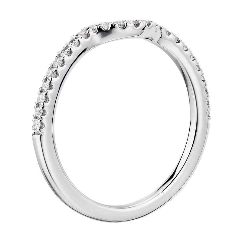 Moissanite Curved Pave Half Eternity Wedding Band Stackable Ring-Sterling Silver-lornajewelry