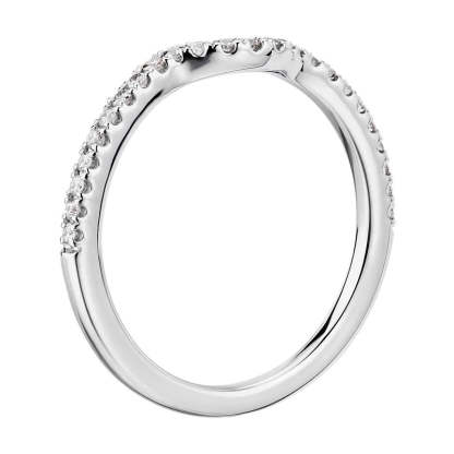 Moissanite Curved Pave Half Eternity Wedding Band Stackable Ring-Sterling Silver-lornajewelry