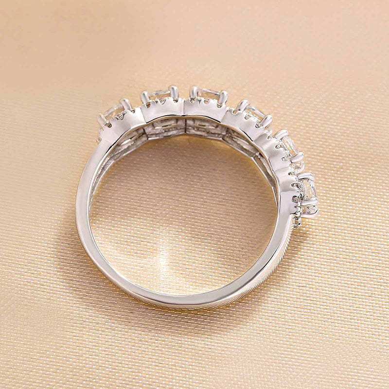 Unique Gifts Halo Six Cushion Cut Simulated Diamond Women's Wedding Band Ring-Sterling Silver-lornajewelry
